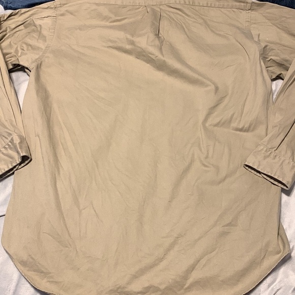 Ralph Lauren size large khaki chest pocket long sleeve cotton button down bear - Picture 3 of 7